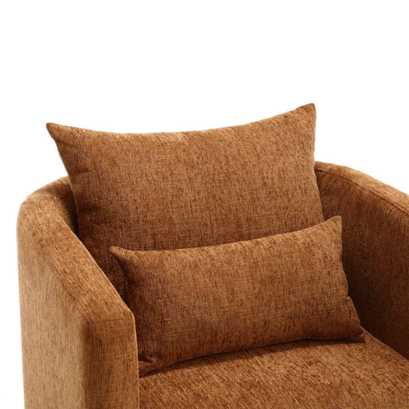 COOLMORE Swivel Barrel Chair, Comfy Round Accent Sofa Chair for Living Room, 360 Degree Swivel Barrel Club Chair, Leisure Arm Chair for Nursery, Hotel, Bedroom, Office, Lounge (Brown Chenille)-海智集-Default-