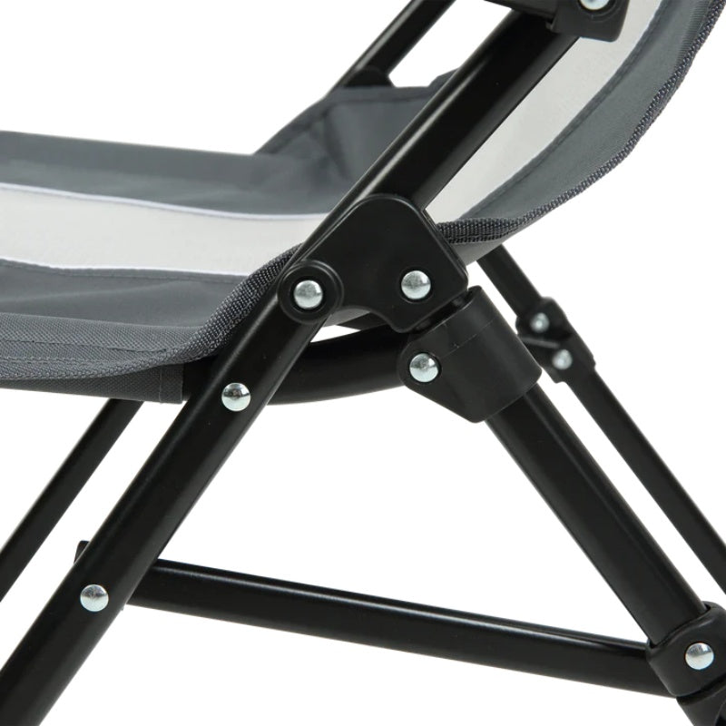 Steel folding Mesh Quad Camping Chair, with Cup Holder, & Carry Bag; Grey-海智集-Default-