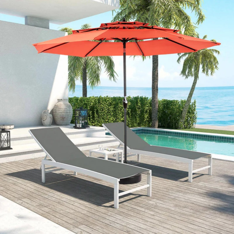 Aluminium 10ft 3 Tier Auto-tilt Umbrella ,Outdoor Patio Umbrella - Market Table Pool Deck Umbrella (Base Not Included) - (orange )-海智集-Default-