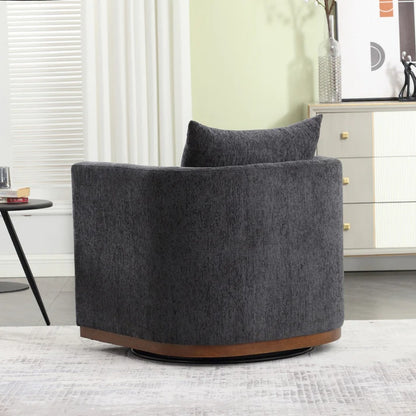 COOLMORE Swivel Barrel Chair, Comfy Round Accent Sofa Chair for Living Room, 360 Degree Swivel Barrel Club Chair, Leisure Arm Chair for Nursery, Hotel, Bedroom, Office, Lounge (Carbon Black Chenille)-海智集-Default-