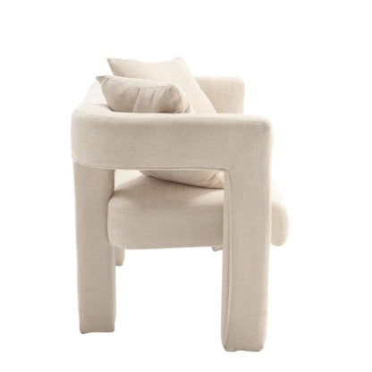 Modern Chenille Loveseat Sofa, Comfy Upholstered 2-Seater Sofa, Beige Chenille Fabric, 51.18'' H x 23.62'' W x 25.59'' D-海智集-Default-