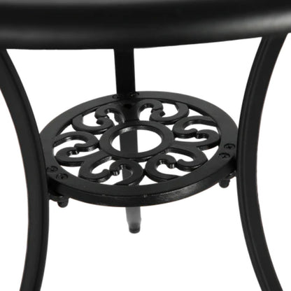 3 Piece Patio Bistro Set Cast Aluminum Bistro Table and Chairs Set of 2 with Umbrella Hole,All Weather Metal Bistro Table Set,Outdoor Patio Furniture Set for Garden Black-海智集-Default-