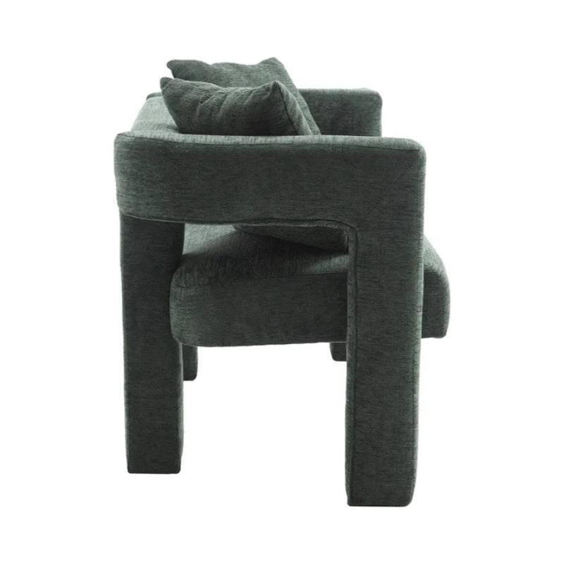Modern Chenille Loveseat Sofa, Comfy Upholstered 2-Seater, Emerald, Small Accent Couch for Living Room or Bedroom-海智集-Default-
