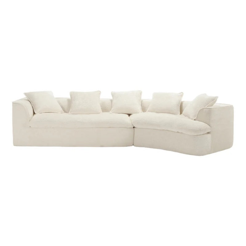 COOLMORE Boucle Sofa 3 Seater for Living Room Oversized Comfy Sofa unique double seat and corner construction for Apartment, Office Right Hand Facing (Beige)-海智集-Default-