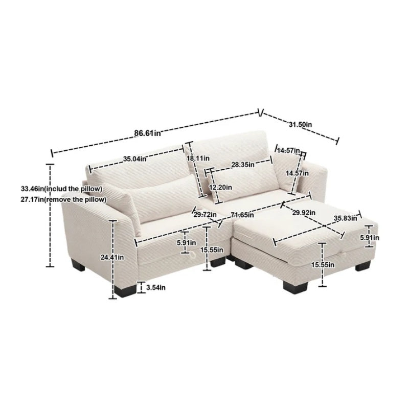 UNITED Modular Sectional Sofa L Shaped Modular Couch with Reversible Chaise Modular Sofa Sectional Couch with Storage Seats-海智集-Default-