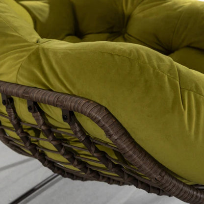 Outdoor Rattan Rocking Chair,Padded Cushion Rocker Recliner Chair Outdoor for Front Porch, Living Room, Patio, Garden, Olive Green-海智集-Default-
