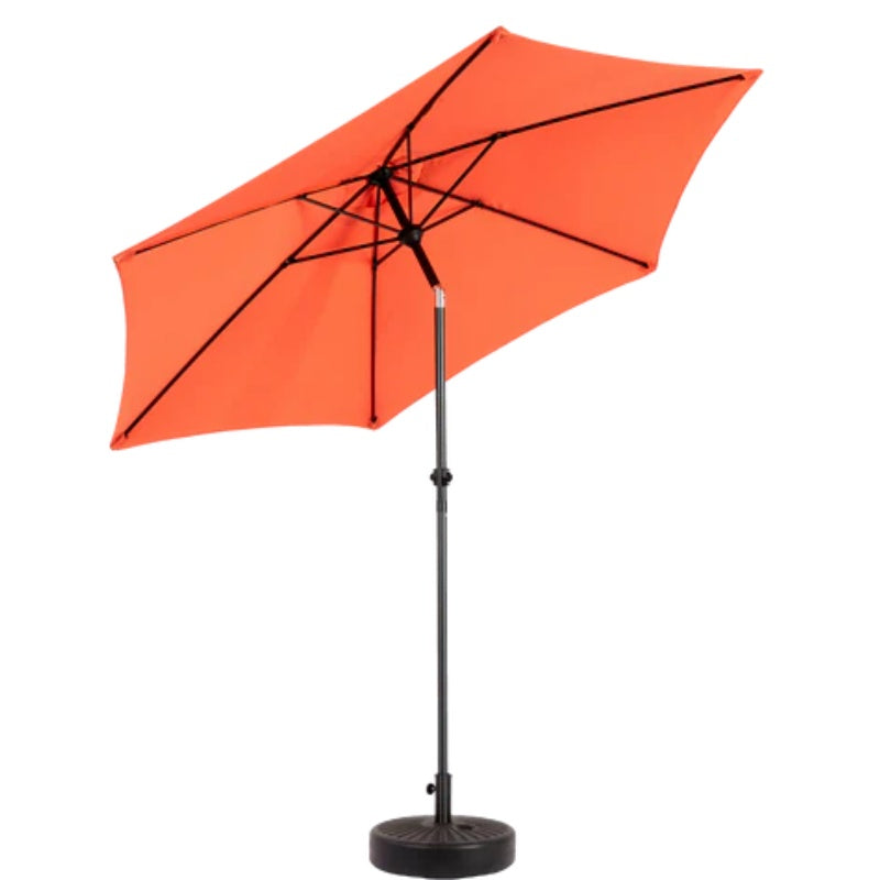 9FT Outdoor Patio Umbrella Outdoor Table Umbrella with Push Button Tilt and Crank, Market Umbrella 6 Sturdy Ribs , Deck, Backyard, Pool (Base Not Included) - (orange )-海智集-Default-