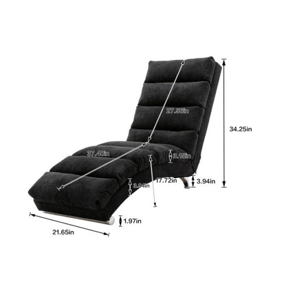 COOLMORE Linen Chaise Lounge Indoor Chair, Modern Long Lounger for Office or Living Room-海智集-Default-