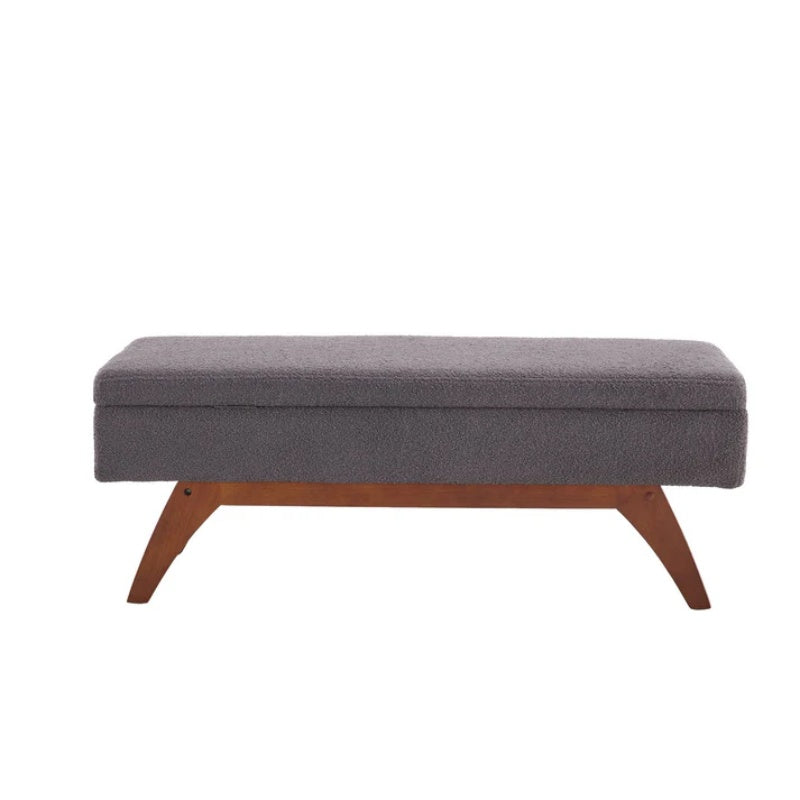 COOLMORE Teddy wool fabric, solid wood feet for solid weighing, and bed end stool with storage function-海智集-Default-