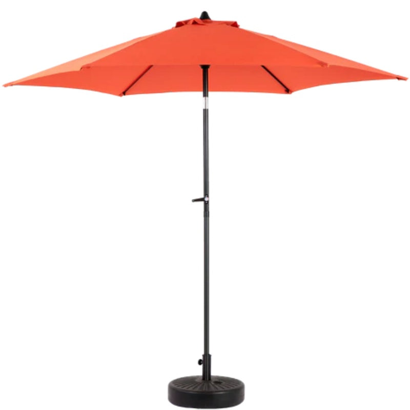 9FT Outdoor Patio Umbrella Outdoor Table Umbrella with Push Button Tilt and Crank, Market Umbrella 6 Sturdy Ribs , Deck, Backyard, Pool (Base Not Included) - (orange )-海智集-Default-