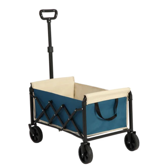Lightweight Portable Heavy Duty Folding Beach Wagons with Wheels - Outdoor Utility Carts for Grocery, Camping, Shopping, Sports, Garden with Large Capacity - Blue-海智集-Default-