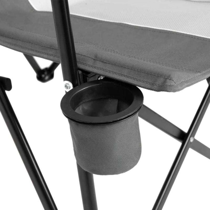 Steel folding Mesh Quad Camping Chair, with Cup Holder, & Carry Bag; Grey-海智集-Default-