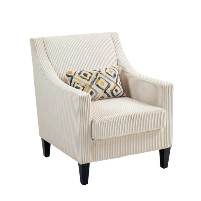 COOLMORE Modern Accent Chair,Upholstered Armchair with Scooped Arms for Bedroom,Apartment,Studio,Office,Waiting Room(Beige Corduroy)-海智集-Default-