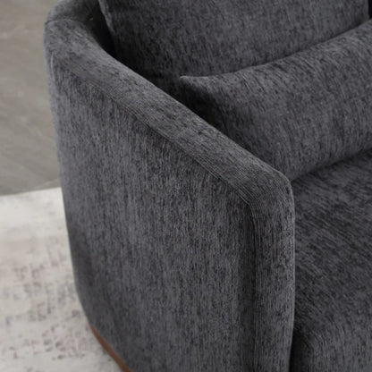 COOLMORE Swivel Barrel Chair, Comfy Round Accent Sofa Chair for Living Room, 360 Degree Swivel Barrel Club Chair, Leisure Arm Chair for Nursery, Hotel, Bedroom, Office, Lounge (Carbon Black Chenille)-海智集-Default-