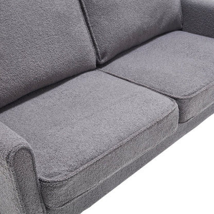 Mid Century Modern Loveseat Sofa, 2 Seater with USB & Removable Pillow Cover, Gray Boucle-海智集-Default-