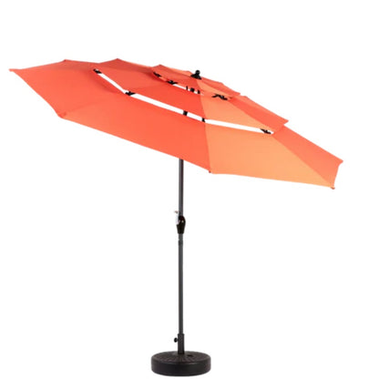 Aluminium 10ft 3 Tier Auto-tilt Umbrella ,Outdoor Patio Umbrella - Market Table Pool Deck Umbrella (Base Not Included) - (orange )-海智集-Default-