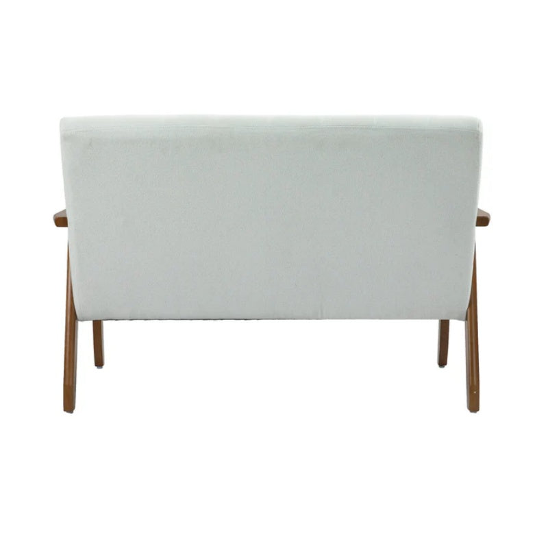 COOLMORE Mid-Century Modern Solid Loveseat Sofa Upholstered Linen Loveseat, 2-Seat Upholstered Loveseat Sofa Modern Couch-海智集-Default-