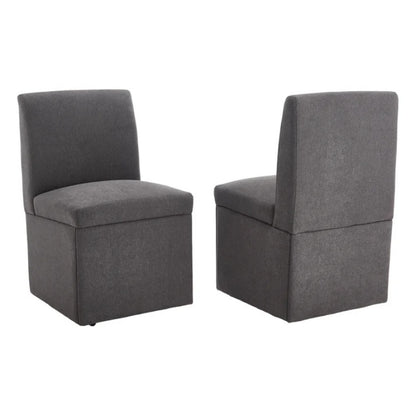COOLMORE 360 Degree Swivel Upholstered Dining Chairs Set of 2 Swivel Dining Room Chairs Kitchen Chairs Casters & Storage Comfy Modern Rolling Chair for Living Room Fabric Armless Chair-海智集-Default-