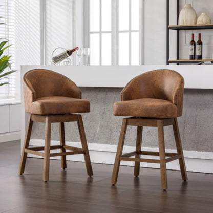 COOLMORE Bar Stools Set of 2 Counter Height Chairs with Footrest for Kitchen, Dining Room And 360 Degree Swivel-海智集-Default-