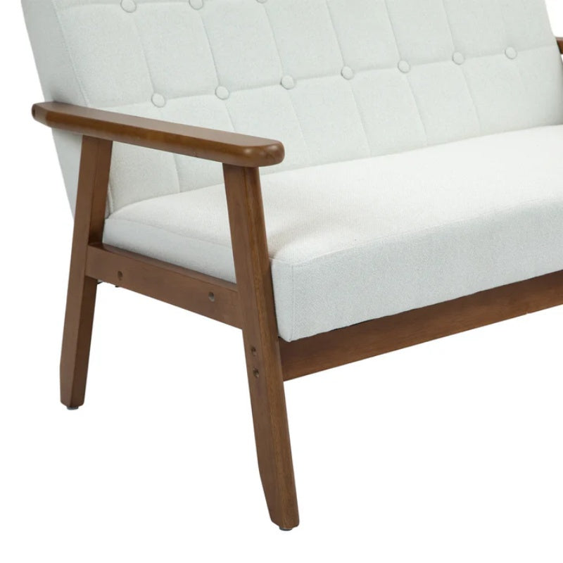 COOLMORE Mid-Century Modern Solid Loveseat Sofa Upholstered Linen Loveseat, 2-Seat Upholstered Loveseat Sofa Modern Couch-海智集-Default-