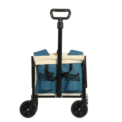 Lightweight Portable Heavy Duty Folding Beach Wagons with Wheels - Outdoor Utility Carts for Grocery, Camping, Shopping, Sports, Garden with Large Capacity - Blue-海智集-Default-