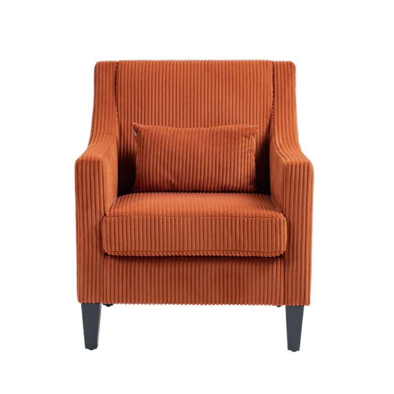 COOLMORE Modern Accent Chair,Upholstered Armchair with Scooped Arms for Bedroom,Apartment,Studio,Office,Waiting Room(Orange Corduroy)-海智集-Default-
