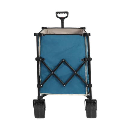 Beach Wagon,Collapsible Wagon 220lbs with Big Wheels Foldable Wagon Carts, Heavy Duty 300L Folding Utility Garden Cart with Big All-Terrain Beach Wheels & Drink Holders. Blue-海智集-Default-