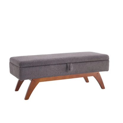 COOLMORE Teddy wool fabric, solid wood feet for solid weighing, and bed end stool with storage function-海智集-Default-