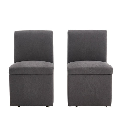 COOLMORE 360 Degree Swivel Upholstered Dining Chairs Set of 2 Swivel Dining Room Chairs Kitchen Chairs Casters & Storage Comfy Modern Rolling Chair for Living Room Fabric Armless Chair-海智集-Default-