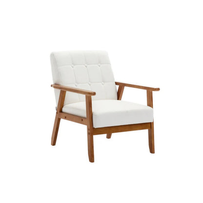 Accent Chairs Set of 2 with Side Table, Mid Century Modern Accent Chair, Wood and Fabric Armchairs Side Chair, Lounge Reading Comfy Arm Chair for Living Room, Bedroom, Office-海智集-Default-