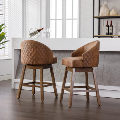 COOLMORE Bar Stools Set of 2 Counter Height Chairs with Footrest for Kitchen, Dining Room And 360 Degree Swivel-海智集-Default-