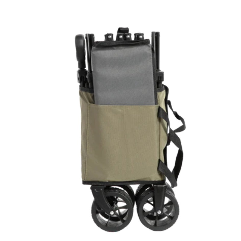 Folding Wagon Carts,Folding Wagon Cart with All Terrain Wheels,Heavy Duty Garden Carts with Adjustable Handle,Outdoor Utility Wagon for Camping Shopping Sports Fishing (army green)-海智集-Default-