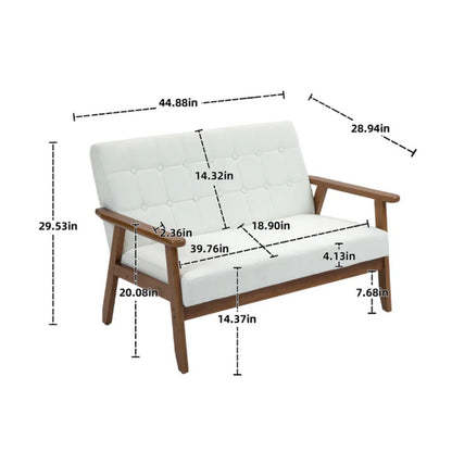 COOLMORE Mid-Century Modern Solid Loveseat Sofa Upholstered Linen Loveseat, 2-Seat Upholstered Loveseat Sofa Modern Couch-海智集-Default-