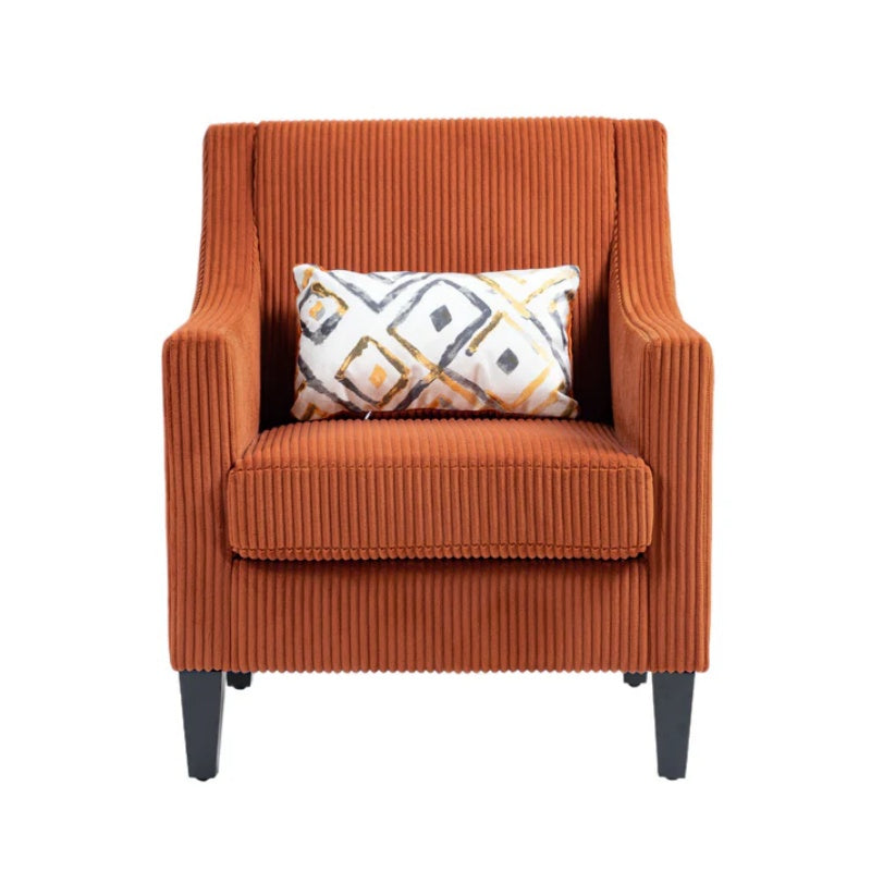 COOLMORE Modern Accent Chair,Upholstered Armchair with Scooped Arms for Bedroom,Apartment,Studio,Office,Waiting Room(Orange Corduroy)-海智集-Default-