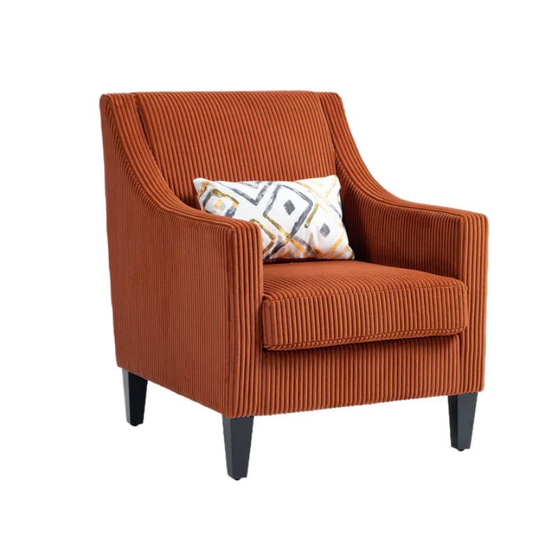 COOLMORE Modern Accent Chair,Upholstered Armchair with Scooped Arms for Bedroom,Apartment,Studio,Office,Waiting Room(Orange Corduroy)-海智集-Default-