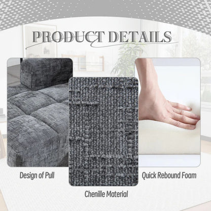 UNITED WE WIN 98.42-inch modular sectional sofa, modern modular L-shaped sofa with chaise longue, equipped with small side pockets and free of compression during installation.-海智集-Default-