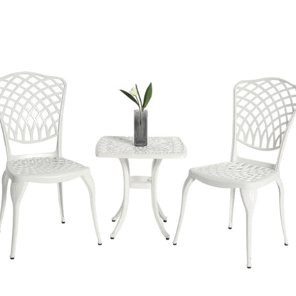 Bistro Set 3 Piece Rustproof Cast Aluminum Patio Furniture Sets 2 Chairs and 1 Round Table Outdoor, Garden, Patio, Balcony, white-海智集-Default-