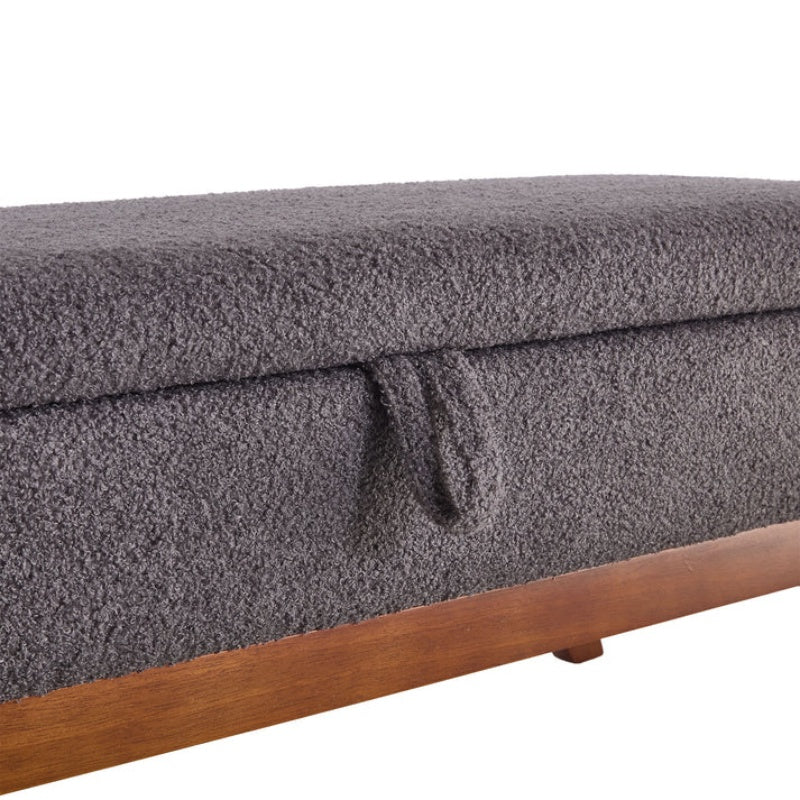 COOLMORE Teddy wool fabric, solid wood feet for solid weighing, and bed end stool with storage function-海智集-Default-