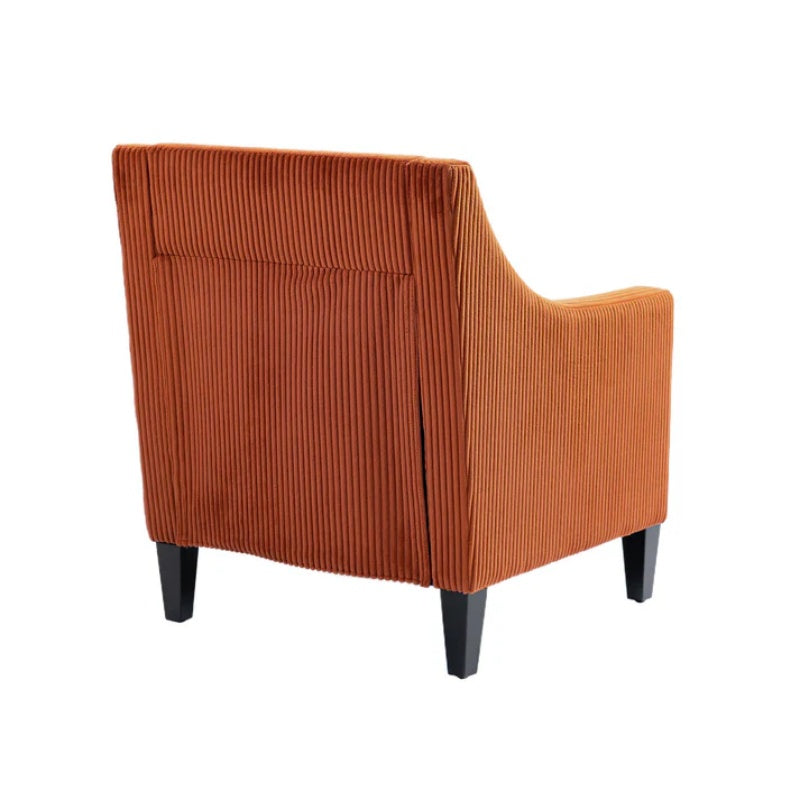 COOLMORE Modern Accent Chair,Upholstered Armchair with Scooped Arms for Bedroom,Apartment,Studio,Office,Waiting Room(Orange Corduroy)-海智集-Default-