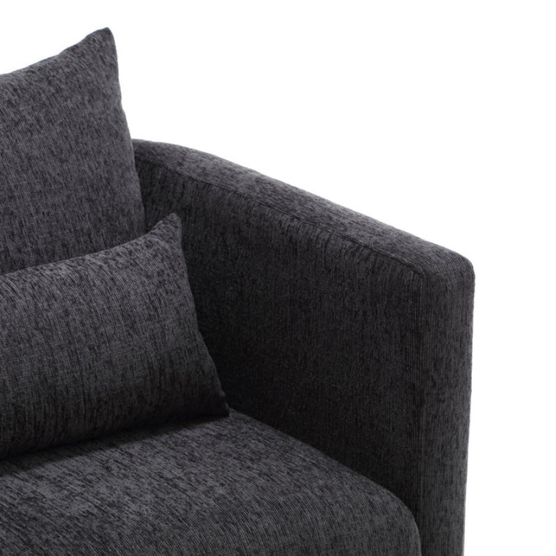COOLMORE Swivel Barrel Chair, Comfy Round Accent Sofa Chair for Living Room, 360 Degree Swivel Barrel Club Chair, Leisure Arm Chair for Nursery, Hotel, Bedroom, Office, Lounge (Carbon Black Chenille)-海智集-Default-