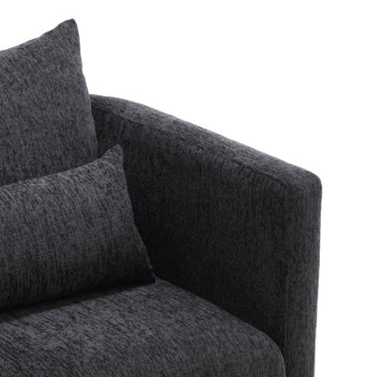 COOLMORE Swivel Barrel Chair, Comfy Round Accent Sofa Chair for Living Room, 360 Degree Swivel Barrel Club Chair, Leisure Arm Chair for Nursery, Hotel, Bedroom, Office, Lounge (Carbon Black Chenille)-海智集-Default-