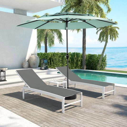 Aluminium 10ft 3 Tier Auto-tilt Umbrella ,Outdoor Patio Umbrella - Market Table Pool Deck Umbrella (Base Not Included) - ( Light green )-海智集-Default-
