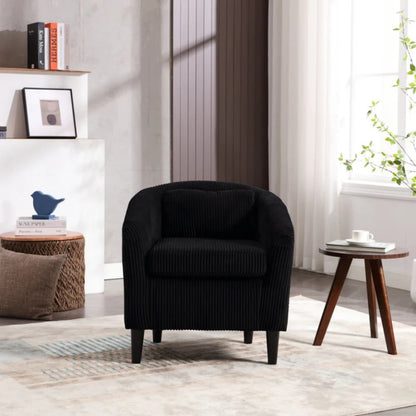 COOLMORE Living Room Accent Barrel Chair, Century Modern Style Decorative Chair, Armchair for Living Room with Thick Cushions and Pillows, Comfy Single Sofa Chair, Chair with Wooden Legs,BLACK-海智集-Default-