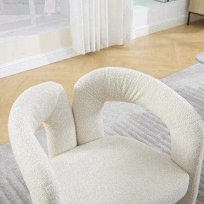 COOLMORE Contemporary Designed Velvet Fabric Upholstered Accent/Dining Chair Beige Teddy Armchair Set of 2-海智集-Default-