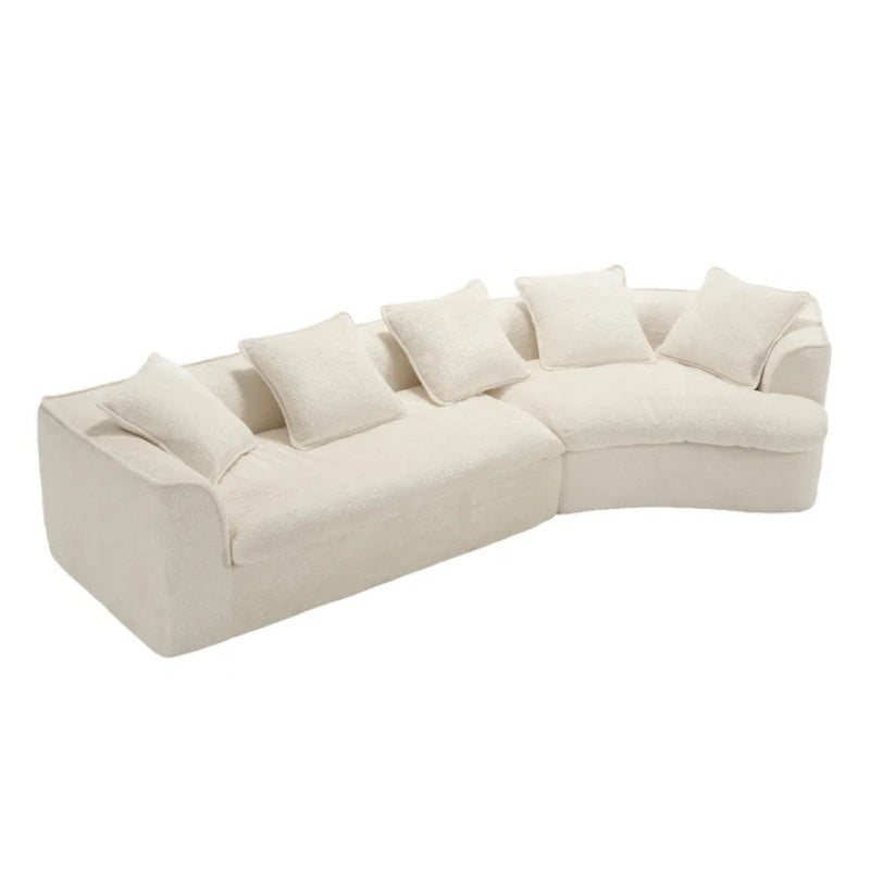 COOLMORE Boucle Sofa 3 Seater for Living Room Oversized Comfy Sofa unique double seat and corner construction for Apartment, Office Right Hand Facing (Beige)-海智集-Default-