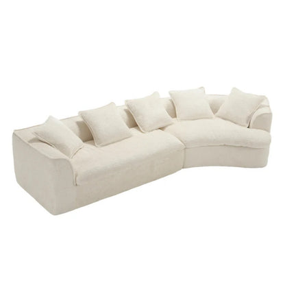 COOLMORE Boucle Sofa 3 Seater for Living Room Oversized Comfy Sofa unique double seat and corner construction for Apartment, Office Right Hand Facing (Beige)-海智集-Default-
