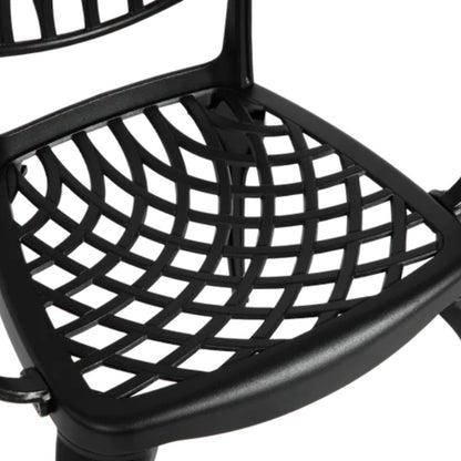3 Piece Patio Bistro Set Cast Aluminum Bistro Table and Chairs Set of 2 with Umbrella Hole,All Weather Metal Bistro Table Set,Outdoor Patio Furniture Set for Garden Black-海智集-Default-