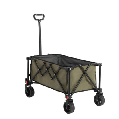 Folding Wagon Carts,Folding Wagon Cart with All Terrain Wheels,Heavy Duty Garden Carts with Adjustable Handle,Outdoor Utility Wagon for Camping Shopping Sports Fishing (army green)-海智集-Default-