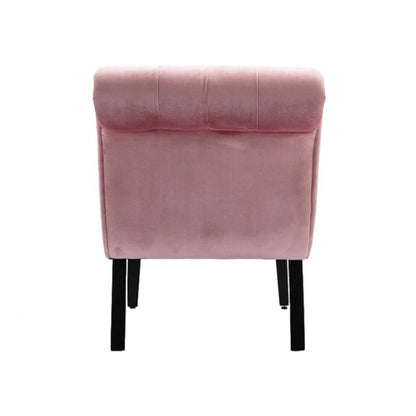 COOLMORE Modern Velvet Armless Accent Living Room Chair / Leisure Chair,Upholstered Fabric Button Comfortable Chair with Wooden Legs for Bedroom, Living Room, Office (Pink Velvet)-海智集-Default-
