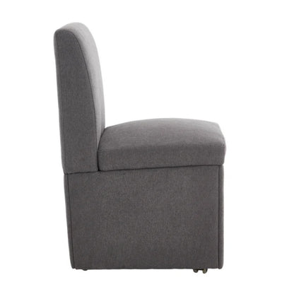 COOLMORE 360 Degree Swivel Upholstered Dining Chairs Set of 2 Swivel Dining Room Chairs Kitchen Chairs Casters & Storage Comfy Modern Rolling Chair for Living Room Fabric Armless Chair-海智集-Default-
